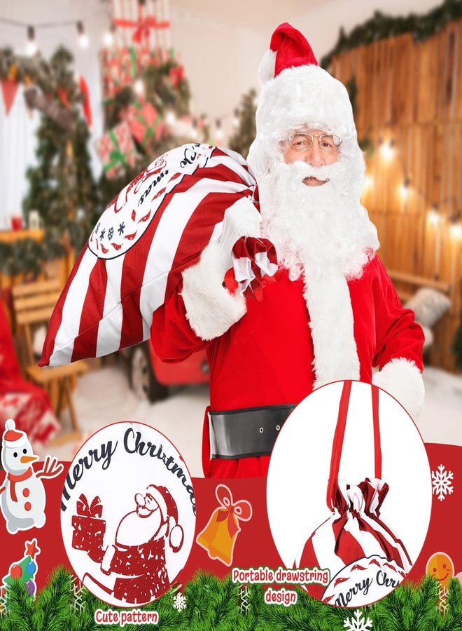 Chumia Large Christmas Gift Bag 19 x 27 Inch, Santa Burlap Gift Sack Drawstring Merry Christmas Reusable Xmas Bag for Gifts Wrapping Kids Presents Storage (Red and White Stripes) - Image 4